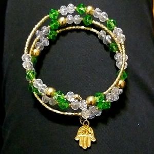 Hamsa charm coil bracelet